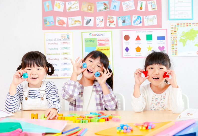 Asian children enjoying activities